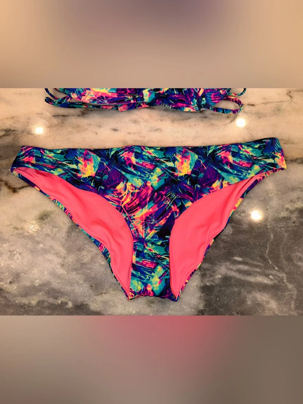 Pink by‎ Victorias Secret Size M/L Women's Multi-Color Strappy Bikini Set
